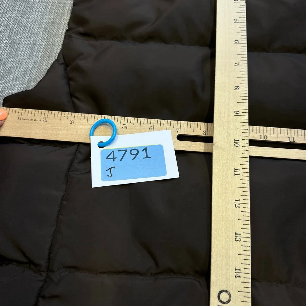 J.Crew Brown Puffer Vest Down Fill Womens XS Quilted Full Zip‎ Snap Preppy